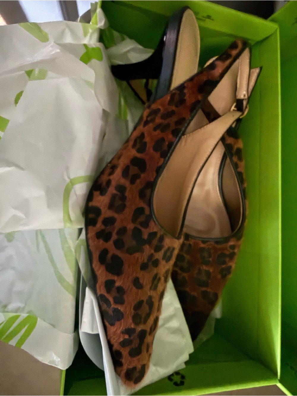 Leopard Print Slingback Pumps - Brown